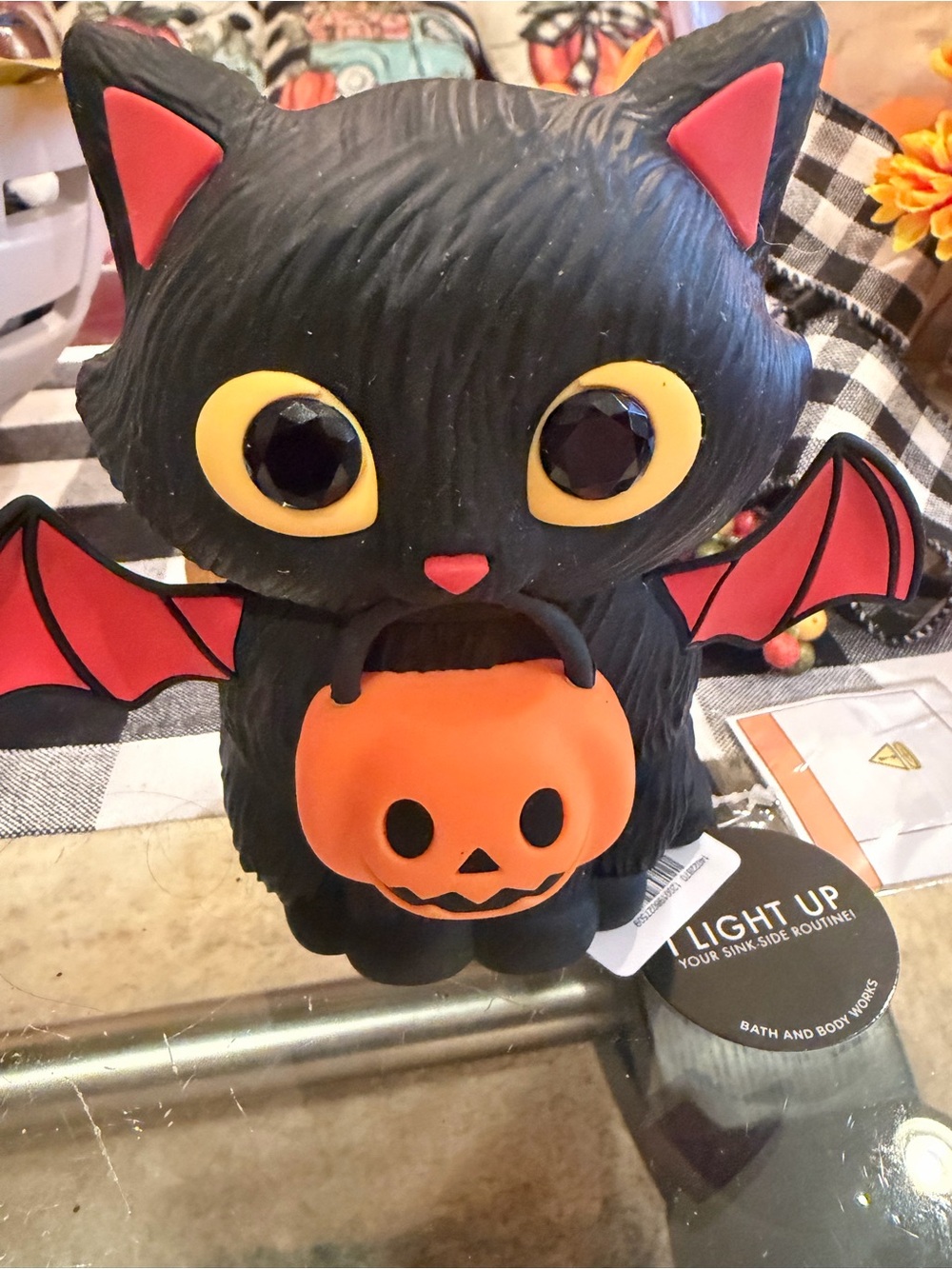 BATH AND BODY WORKS HALLOWEEN BLACK CAT SOAP HOLDER CUTE NWT 2026 PUMPKIN LIGHTS